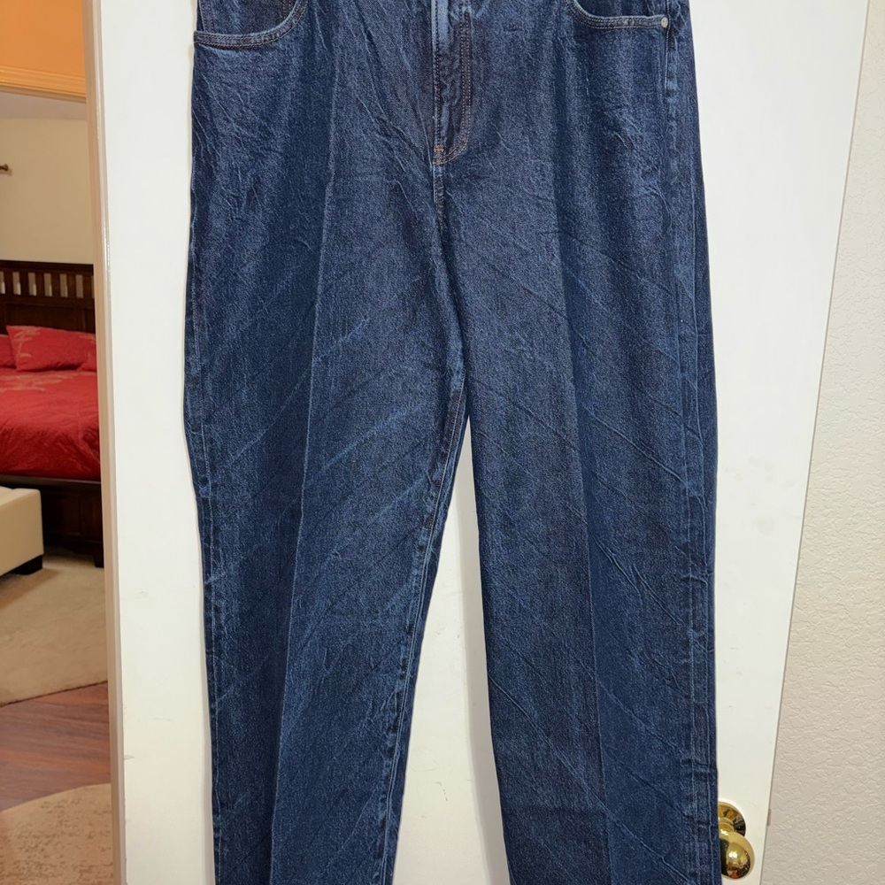 NWT Express Dark wash High Rise Wide leg jeans Sz 16 - Picture 2 of 5